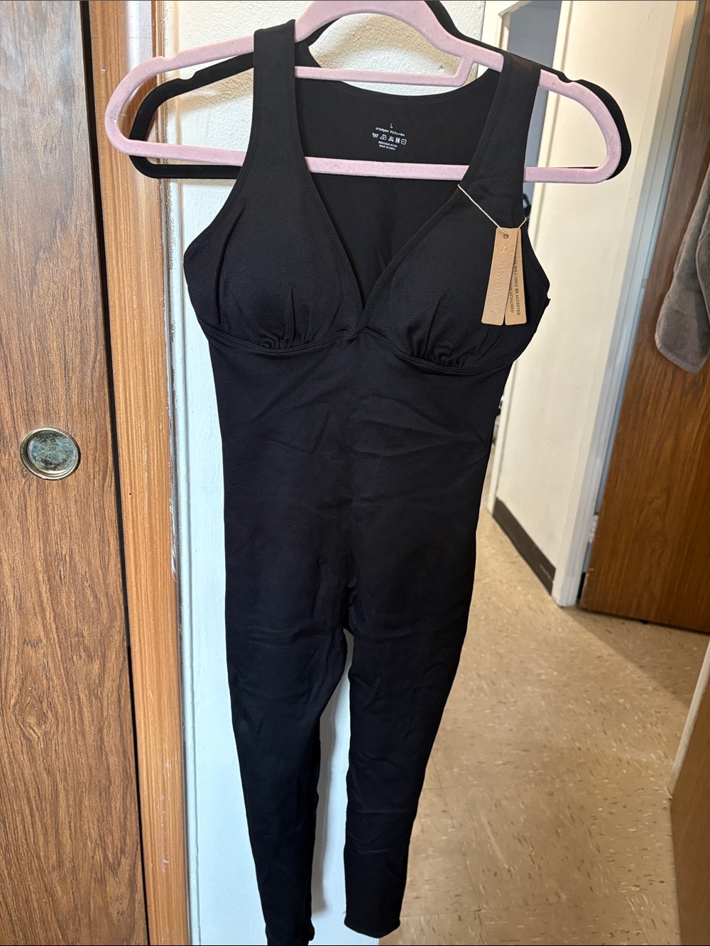 Women's Black Full-Body Shapewear Bodysuit with Built-In Bust Support